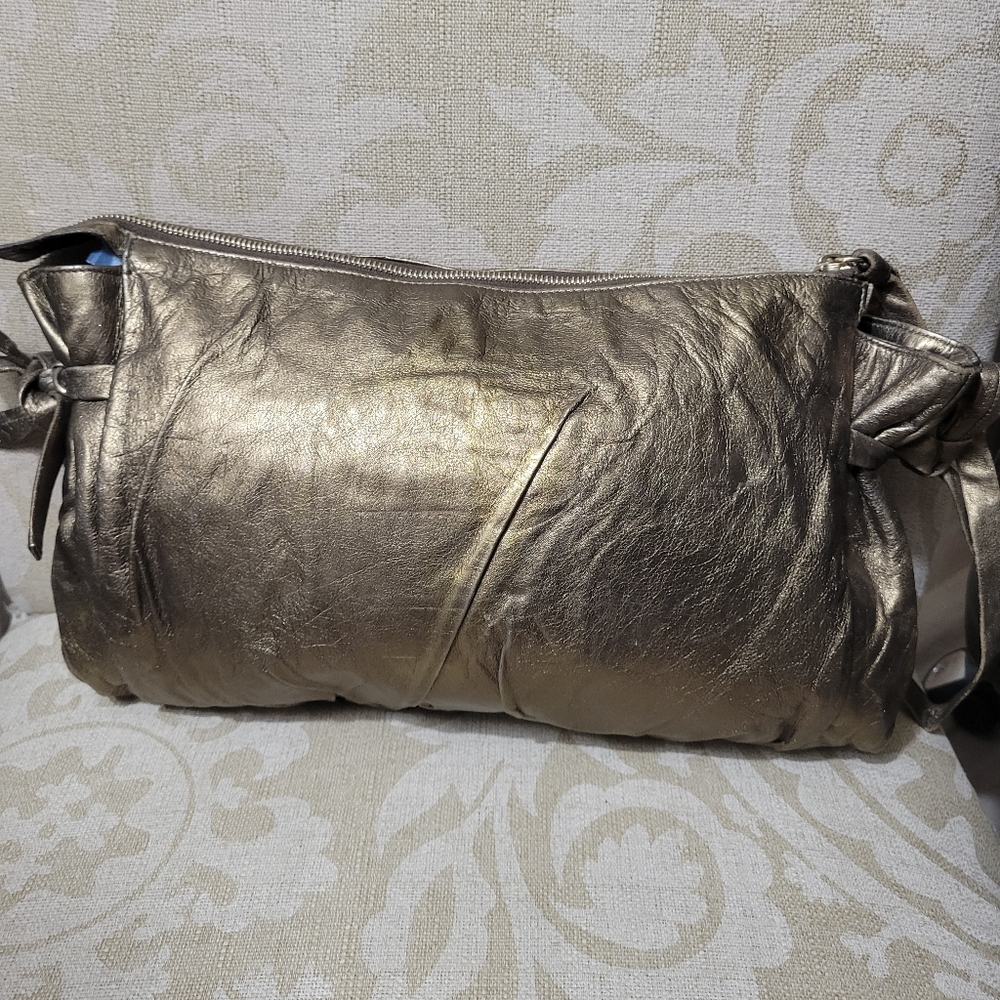 GUCCI HYSTERIA LEATHER BRONZE VINTAGE LARGE CLUTCH - Picture 6 of 9
